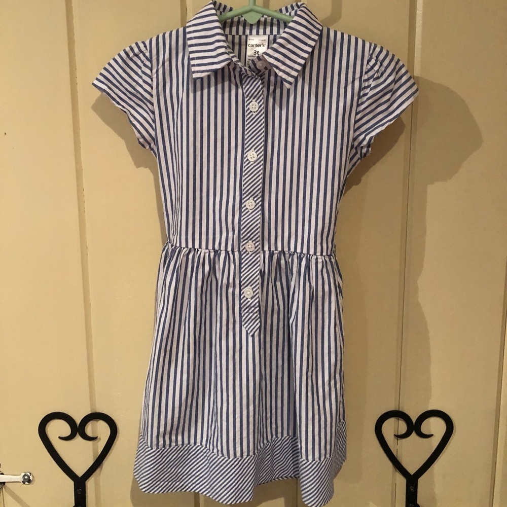 Carter’s 3T blue/white stripe dress - worn once !!